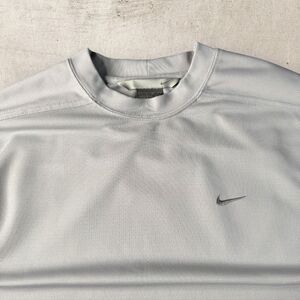 Vtg Nike Long Sleeve Shirt Mens Small Gray Athletic Single Swoosh Silver Tag Y2K